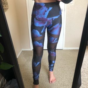 Onzie Workout Leggings - black, blue, purple, mesh floral